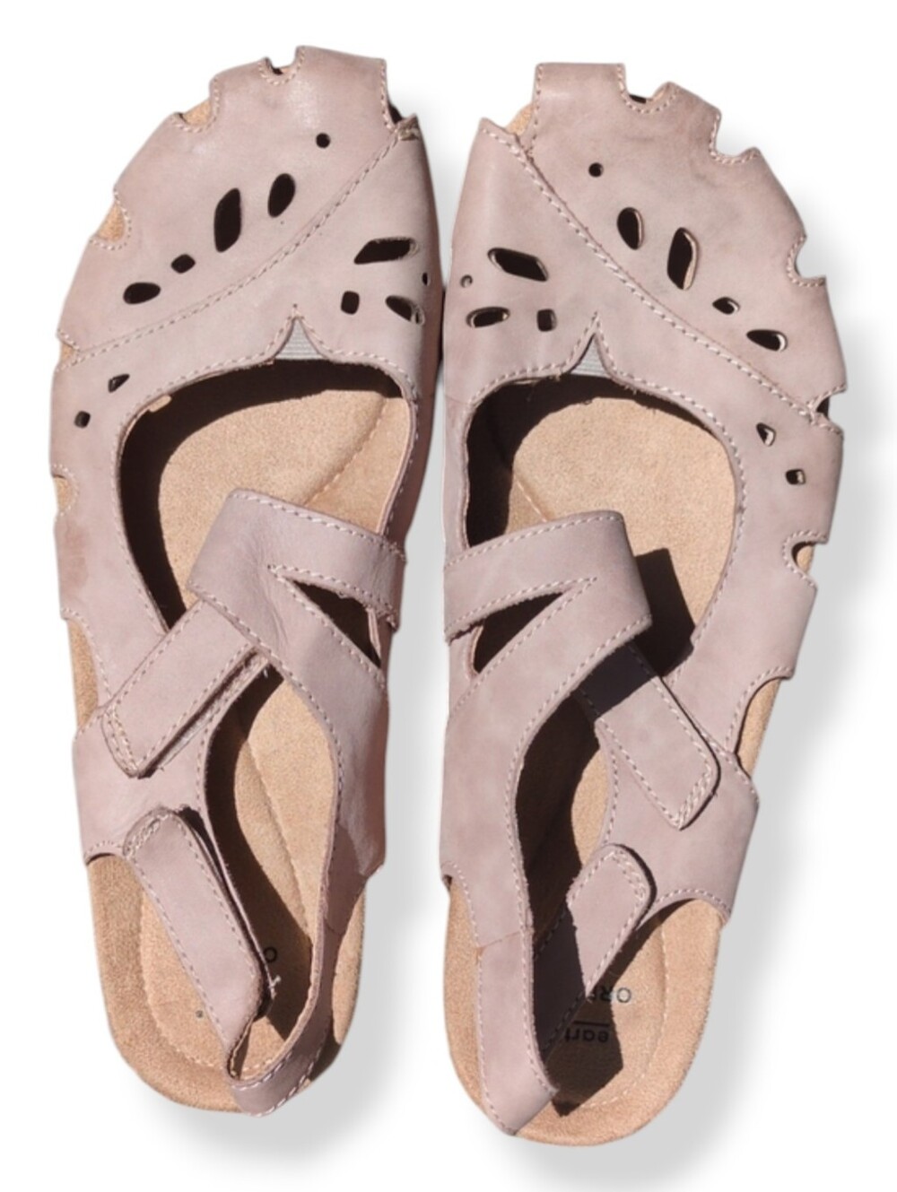 Earth Origins Bosk Benji Beige Adjustable Leather Sandals Women's 10W Wide Width